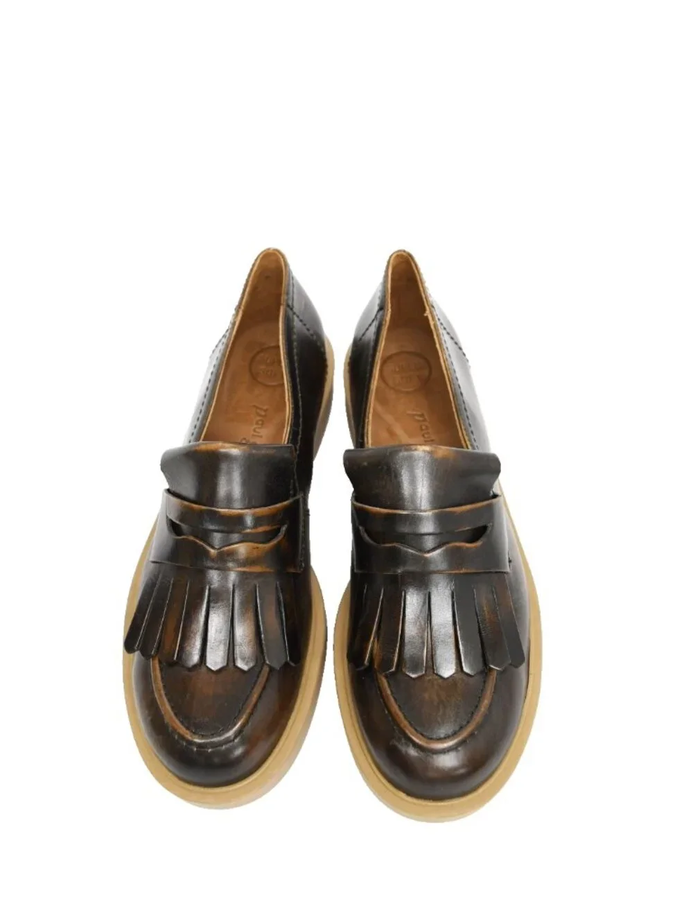 $500 PAUL GREEN Stacy Kiltie Penny Loafer BARK BRUSHED LEATHER 8.5 (TF16)